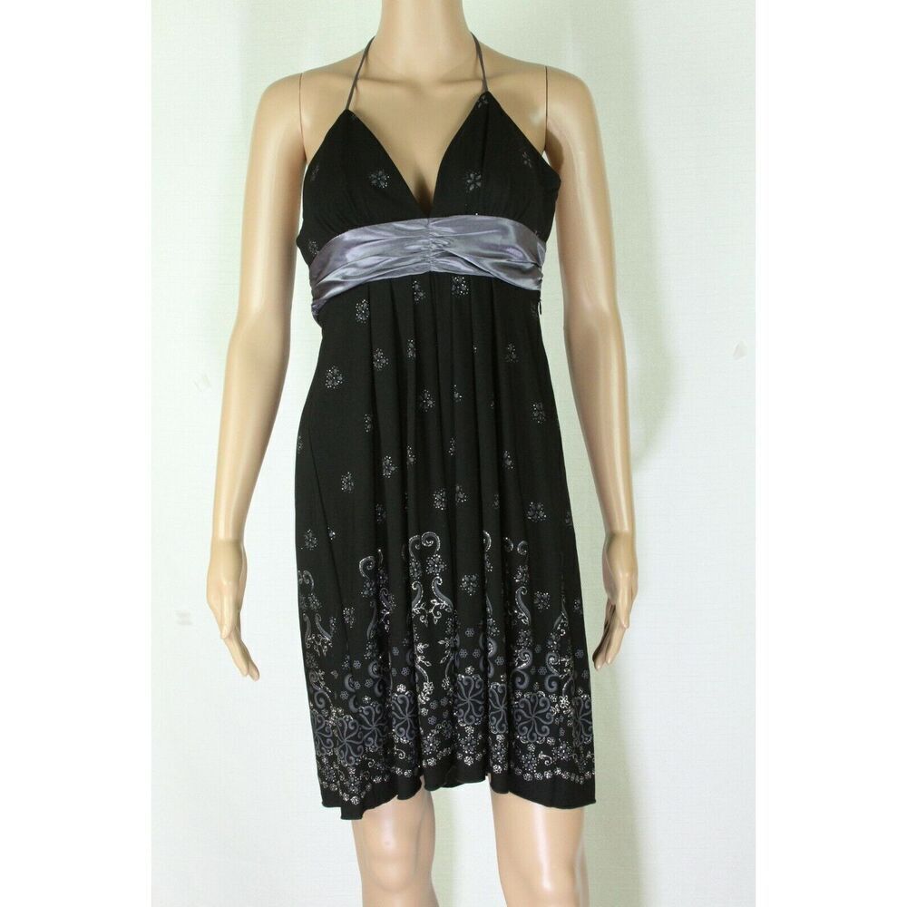 Dress Juniors Small Silver Black Fit & Flare Sleeveless
